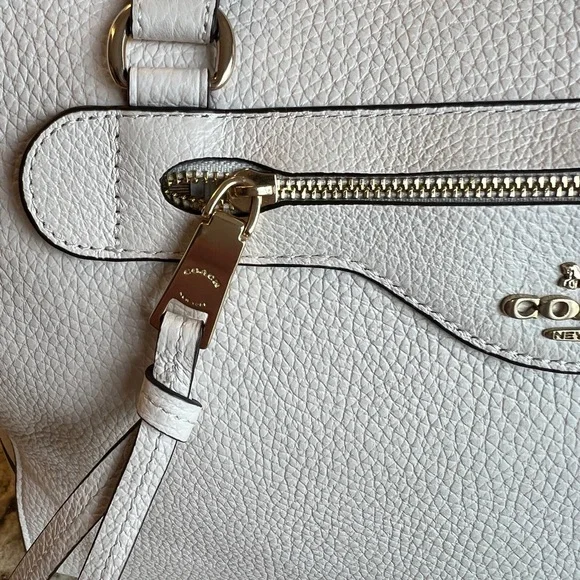 Coach Kleo Carryall Shoulder Bag Chalk White Smooth Pebble Leather Free Shipping - Picture 5 of 16